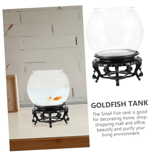 SUPVOX 1Set Transparent Fish Tank with Base Compact Desktop Aquarium for Betta Fish Shrimp Modern Design Easy to Clean for Home Office Decor