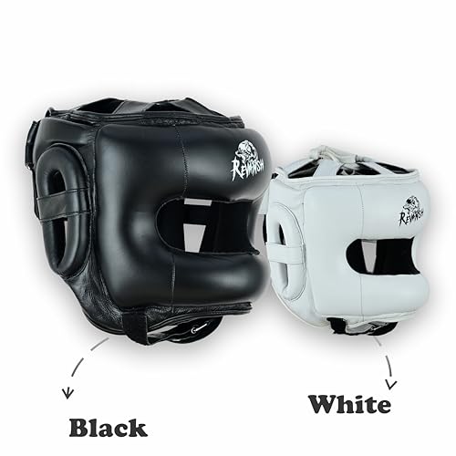 Revansh Leather Headguard - Premium Boxing Headgear for Adults & Kids | Ideal for MMA, Muay Thai, Kickboxing, Karate, Martial Arts, and Taekwondo Training & Sparring - size: Small-Medium