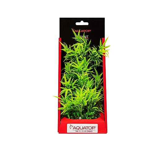 AQUATOP 10" Garden Green Vibrant Wild Plastic Plant w/Weighted Base for Aquariums, PD-VGG10