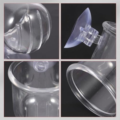 ULTECHNOVO 4pcs Glass Fish Feeder Cups with Suction Cups, Aquarium Feeding Dish Set for Betta and Shrimp Tanks, Small and Large Sizes, Aquarium Accessory for Controlled Fish Food Dispensing