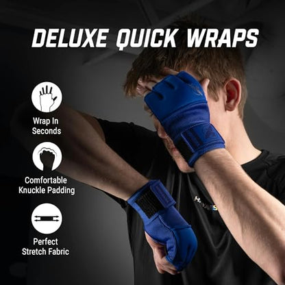 Hayabusa Deluxe Quick Wraps for Men and Women - Boxing & Martial Arts Hand Wraps - color: Blue, size: Medium