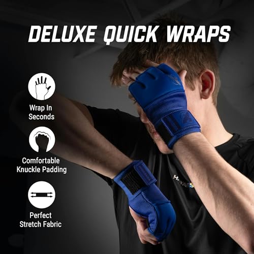 Hayabusa Deluxe Quick Wraps for Men and Women - Boxing & Martial Arts Hand Wraps - color: Blue, size: Small