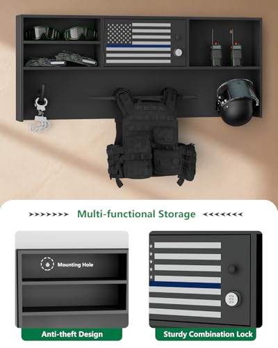 Police Gear Rack,Wall Mounted Lock Safe Police Tactical Vest Hanger