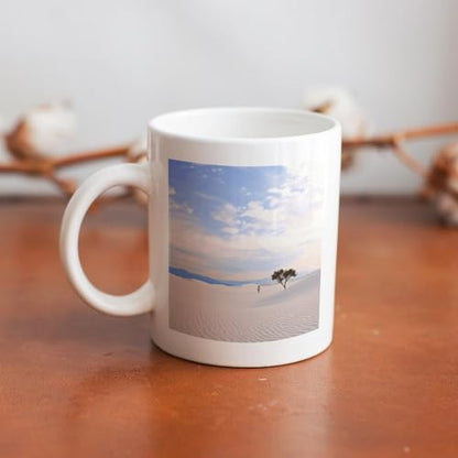 11oz White Ceramic Coffee Mug Funny Romantic White Sand Landscape Tea Cup Microwave & Dishwasher Safe, Lead-Free for Home Office Daily Use & Gifting - color: Romantic White Sand Landscape