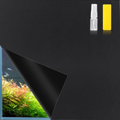 Aquarium Background Paper Decor Fish Tank Backdrop Wallpaper Electrostatic Adhesive, No Glue, Easy to Install, Reusable (19.7”H×59.1" L, Black) - size: 19.7”H×59.1"L