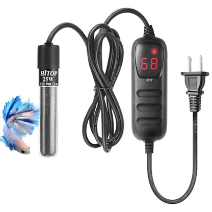 Compact Submersible Aquarium Heater -25W Digital Heater for Fish Tank Turtle Tank, for Saltwater and Fresh Water with Temperature Controller