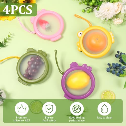 Vegetable Fruit Saver, 4 Pack Reusable Food Storage Containers for Fridge, Creative Fish-Shaped Fresh-Keeping Keepers for Avocados, Garlic, Strawberries, Oranges , Tomatoes,Multipurpose Vegetables Box