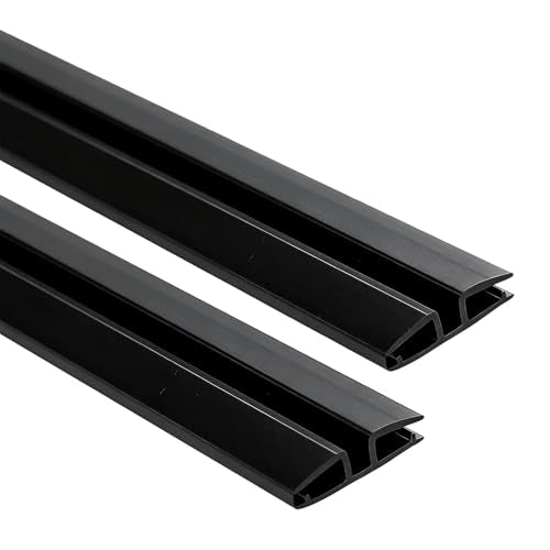 2 Pcs Clear PVC Piano Style Living Hinge, 48 Inch No Screws or Glue for 4-6mm Glass Acrylic, Durable PVC Plastic Hinges for Plexiglass Panels, Golf Cart Windshield Hinge, Acrylic Panels, Glass Hinges - color: Black