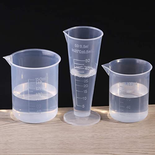 Waziaqoc 50ml/1.7oz Plastic Graduated Beaker (6 Pack), Transparent PP Measuring Cup Mixing Cup for Kitchen Lab - color: 6pcs, size: 50 ml