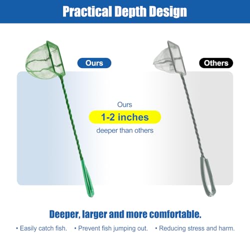 Aquarium Fish Net Small Betta Fish Tank Cleaning Net Sludge Food Residue Wastes Skimmer with Soft Fine Mesh and Braided Matal Handle for Small Ponds and Pools(3 inch)