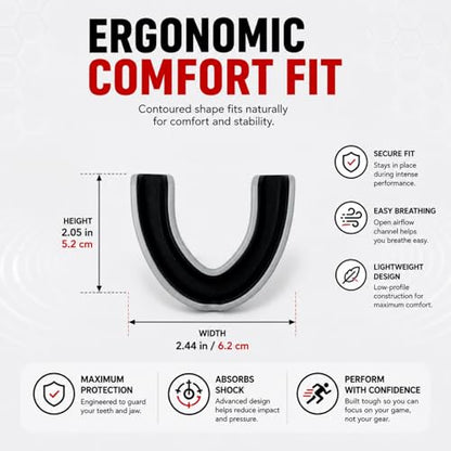 Mouth Guard for Sports, Youth&Adult Mouthguard for Football, Lacrosse, Hockey, Boxing, MMA, Mouth Piece, Protective Gear (Black White) - color: Black White