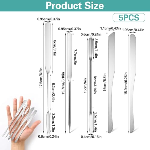 5 Pcs Makeup Spatula, 6"Lab Spatula Double Ended Foundation Spatulas