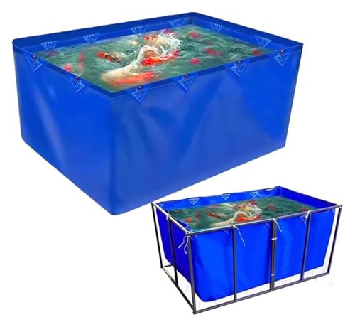 Durable PVC Canvas Stock Tank for Koi Pond - Temporary Outdoor Holding Tank, Easy Setup, Portable Design (450gsm, 9.5x6.2x3ft) - Ideal for Saltwater & Freshwater Fish
