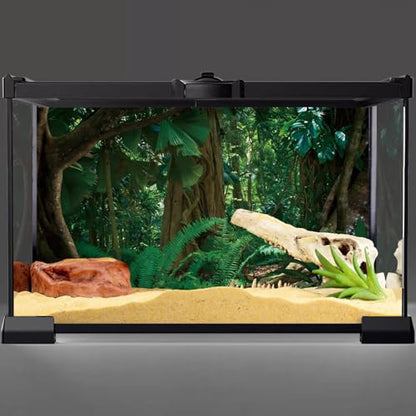 AWERT 48x18 inches Tropical Rainforest Terrarium Background Stone Green Huge Tree Reptile Habitat Background Polyester Tropical Rainforest Aquarium Background - size: 48x18in/120x45cm