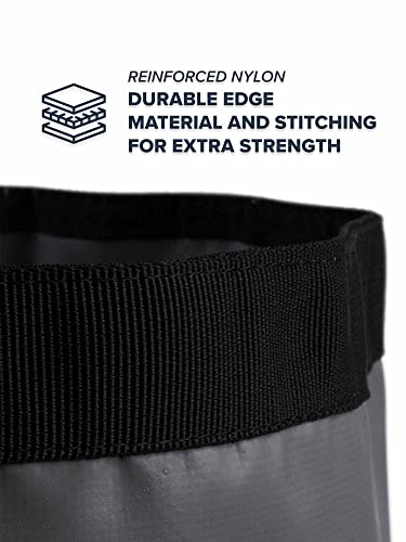Heavy Duty Collapsible Bucket 3 Gallon (15L), Mesh Bag, Beach and Salt Water Ready, Durable Reinforced Design with Metal Hardware (Black 3 Gallon (15L))