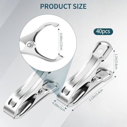 40 PCS Stainless Steel Garden Clips, Heavy Duty Greenhouse Clamps for Netting, Strong Grip to Secure Shade Cloth or Plant Cover on Garden or Greenhouse Hoops