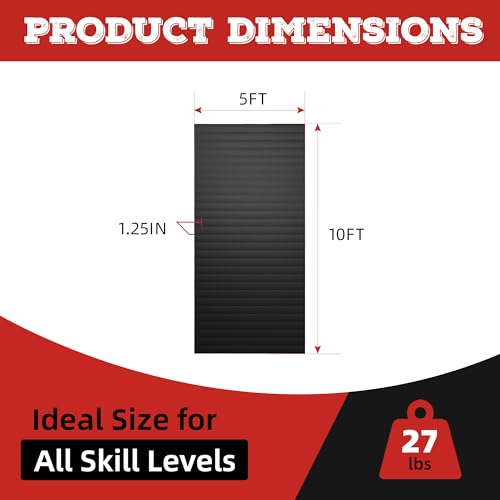 Wrestling Mat for Home Training BJJ MMA Jiu Jitsu Roll Up Mat - color: Black, size: 5FTx10FTx1.25inch