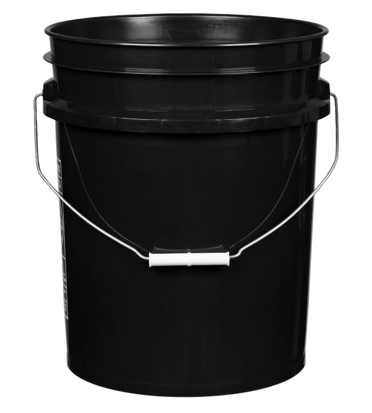 5 Gallon Premium HPDE Plastic Bucket - Made in USA Food Grade Storage Container, BPA Free All Purpose Pail (5, Black) - color: Black