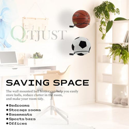 6in Metal Ball Holder Wall Mount for Basketball Football Display - size: 2 Pack/6in