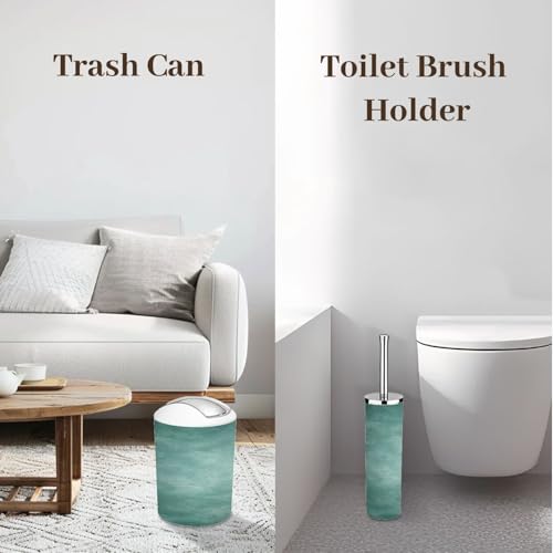 Bathroom Accessory Set 6 Piece Celadon Grunge Gray Sea Foam Green Color Abstract Trash can, Toothbrush Holder, Toothbrush Cup, Soap Dispenser, Soap Dish, Toilet Brush Holder - color: Color9
