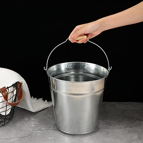 12 Pcs 9 Quart Large Galvanized Metal Buckets with Handle Inch Heavy Duty Stainless Steel Pails Round Pail for Party Wedding, Crafts, Utensils, Table Centerpieces (Silver) - color: Silver