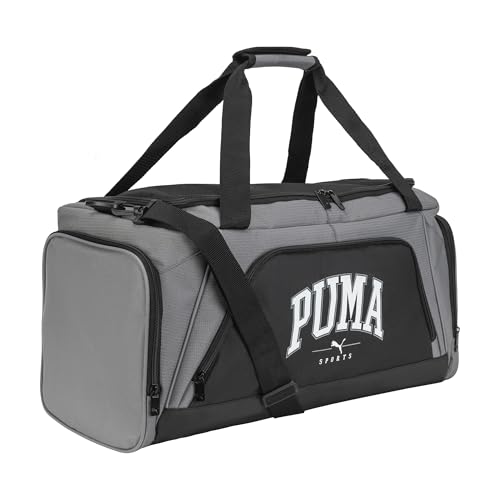 PUMA Accelerator Duffel Bag with Removable Strap & Shoe Pocket - color: Cast Iron/Black/White