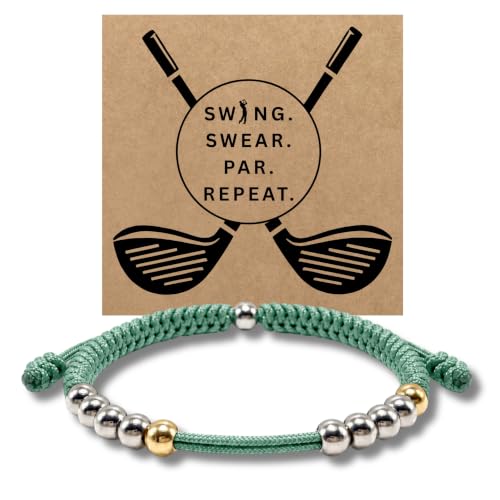 Golf Counter Bracelet, 10 Bead Handmade Score Counter, Adjustable Stainless Steel Beads, Easy Stroke Counting Accessory for Men and Women - color: Mint