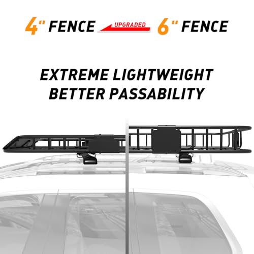 WILDROAD Rooftop Cargo Carrier Combo Roof Rack Cargo Basket 64" x 39" x 4" - size: 63" x 39" x 4"
