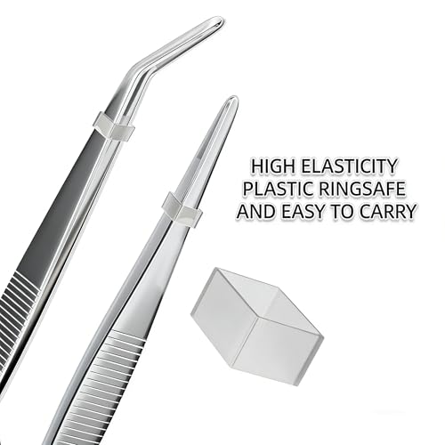 8In SUS304 Bent Tweezers Tongs, Stainless Steel Cooking Tweezers Dishwasher Safe for Grilling, Baking (8In SUS304 Bent Tweezers) - color: 8in Sus304 Bent Tweezers