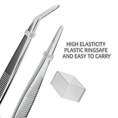 8In SUS304 Bent Tweezers Tongs, Stainless Steel Cooking Tweezers Dishwasher Safe for Grilling, Baking (8In SUS304 Bent Tweezers) - color: 8in Sus304 Bent Tweezers
