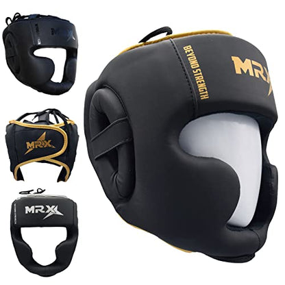Boxing Headgear MMA Muay Thai, Head Gear for Kickboxing Sparring Grappling Martial Arts Taekwondo Training - color: Black-Golden, size: Large-X-Large