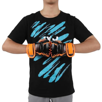 HERCHR MMA Gloves, Professional MMA Fingerless Gloves PU Leather Punching Bag Sanda Boxing Gloves for Punching Bag Sparring Muay Thai Karate - color: black orange