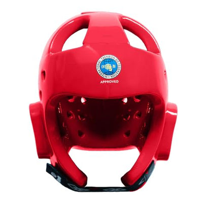 ITF Approved Taekwondo Head Guard – Red or Blue Sparring Helmet – Lightweight Foam Headgear Coated with Plastic Paint - color: Red, size: Medium