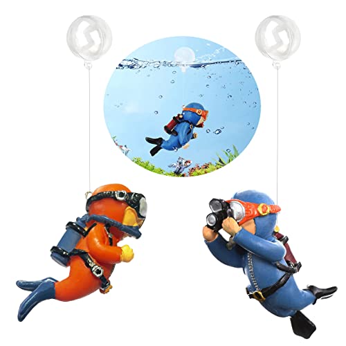 2-Pack Floating Fish Tank Decorations Little Diver Aquarium Decoration Aquarium Accessories Fish Playmate for Fish Tank Suitable for All Kinds of Fish Tanks Swimming Pool - color: Style B