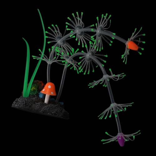 WOONEKY Artificial Silicone Aquarium Water Grass Fluorescent Greenery Fish Tank Decor Realistic Underwater Plant Landscape Prop for Freshwater Tanks