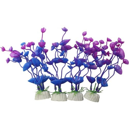 4 Pcs Green Artificial Plastic Plants Fish Tank Plants Fish Aquarium Decoration (Purple) - color: Purple