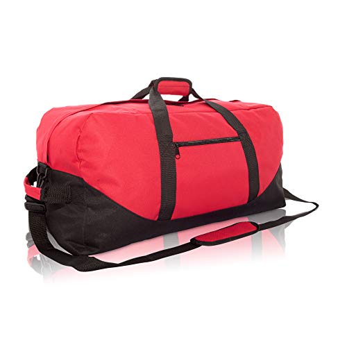 DALIX 25" Big Adventure Large Gym Sports Duffle Bag (Black Grey Navy Blue Red Camo) - color: Red