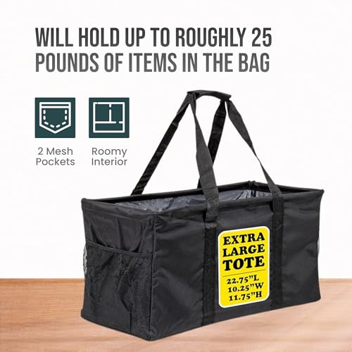Extra Large Utility Tote Bag - Oversized Collapsible Large Beach Bag, Great for Pool with Sturdy Frame, Extra Side Pockets and Tons of Storage