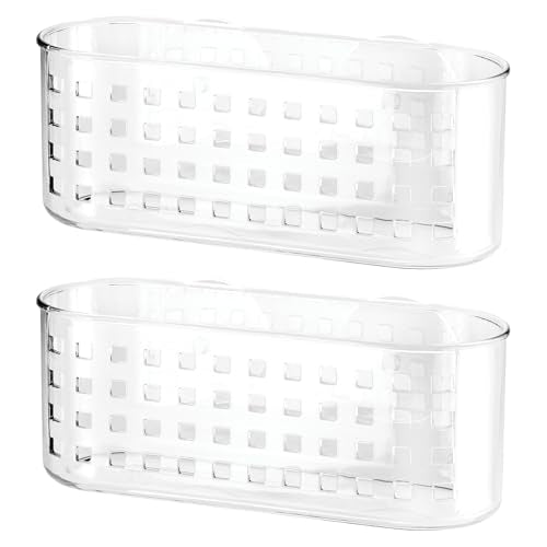 iDesign Hanging Suction Shower Caddy Basket for Bathroom Storage, Set of 2, Clear, Made in USA - style: Pack of 2