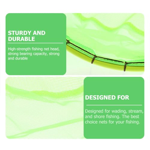 BESPORTBLE Fishing Net Head 30cm Diameter Fluorescent Green Fishing Landing Net Replacement Mesh Pouch for Outdoor Anglers