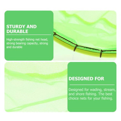 BESPORTBLE Fishing Net Head 30cm Diameter Fluorescent Green Fishing Landing Net Replacement Mesh Pouch for Outdoor Anglers