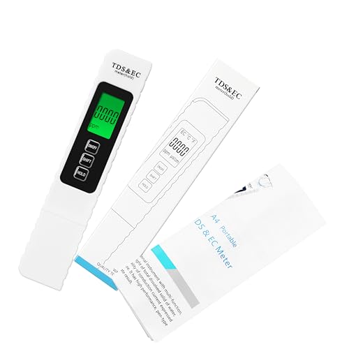 TDS Meter Digital Water Tester 4 in 1 TDS EC & Temperature(°C,°F) Meter, 0-9999 ppm Meter, Portable Large Display Water Testing Kits for Drinking Water Hydroponics Aquarium, RO/DI System - color: White Black