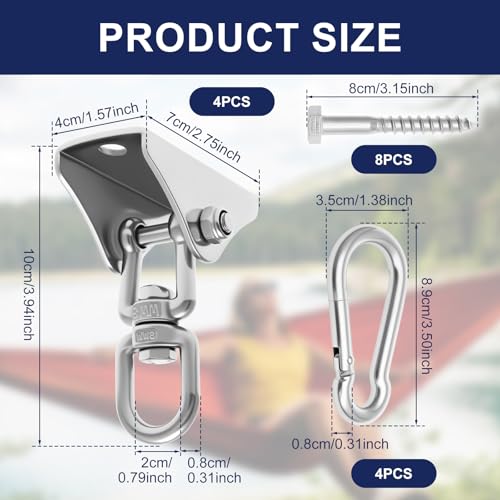 4Pc Heavy Duty Swing Hangers Kit,304 Stainless Steel,1000 LBS Load Capacity