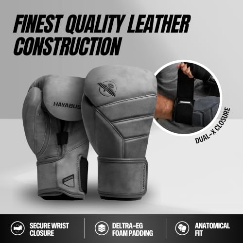 Hayabusa T3 LX Leather Boxing Gloves - color: Slate, size: 12oz