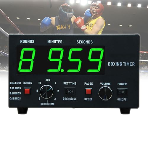 Big Screen Boxing Interval Timer, Classic Professional Gym Timer, Adjustable Sound/Training Time/Cycle Repetitions, Muay Thai Training Timer for Boxing, Muay Thai, Fighti-Green - color: Green