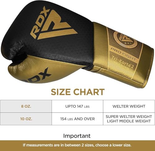 RDX Professional Boxing Gloves, Mark PRO Lace-Up Competition Gloves, Super Skin Maya Hide Leather, Padded Wrist Support, Multi-Layered, Traditional Extra Long Laces for Firm Secure Fit