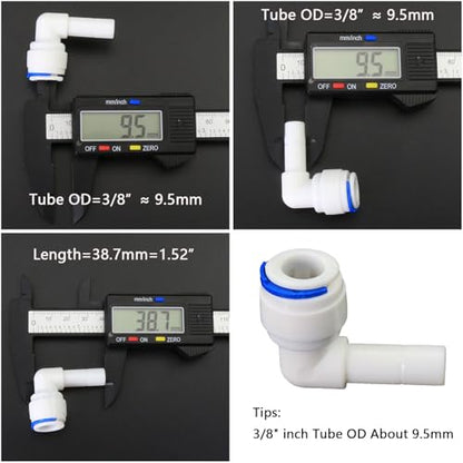 3/8" FPT to 3/8" Push-Fit Elbow for RO System, 5 Pcs | Hard plug quick bend elbow connects 3/8" female thread to 3/8" push-fit for reverse osmosis RO DIY water purification. - style: 3/8 hard socket elbow
