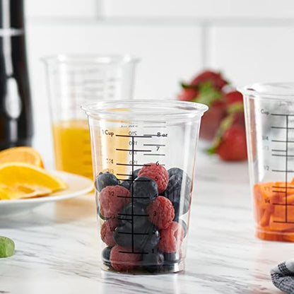 GUSTO 10 oz Clear Plastic Measuring Cups [50 Count] Disposable Multipurpose Cups for Baking, Cooking, Resin & Mixing (Formerly Comfy Package)