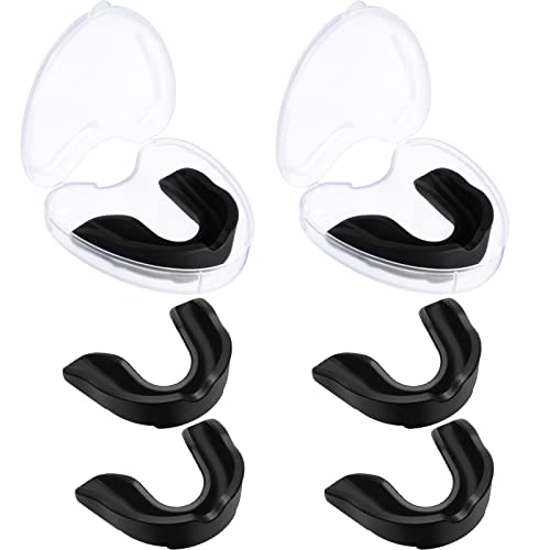 BBTO 6 Pack Kids Youth Mouth Guard for Football Sports, Boys Girls Mouthguard with Case, Soft Mouth Guard for Hockey Boxing Basketball, Ages 4+ - color: Black