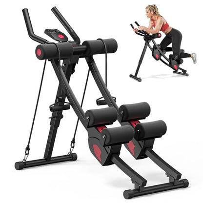 MERACH Ab Machine, Adjustable Ab Trainer Machine - color: black&red, size: large